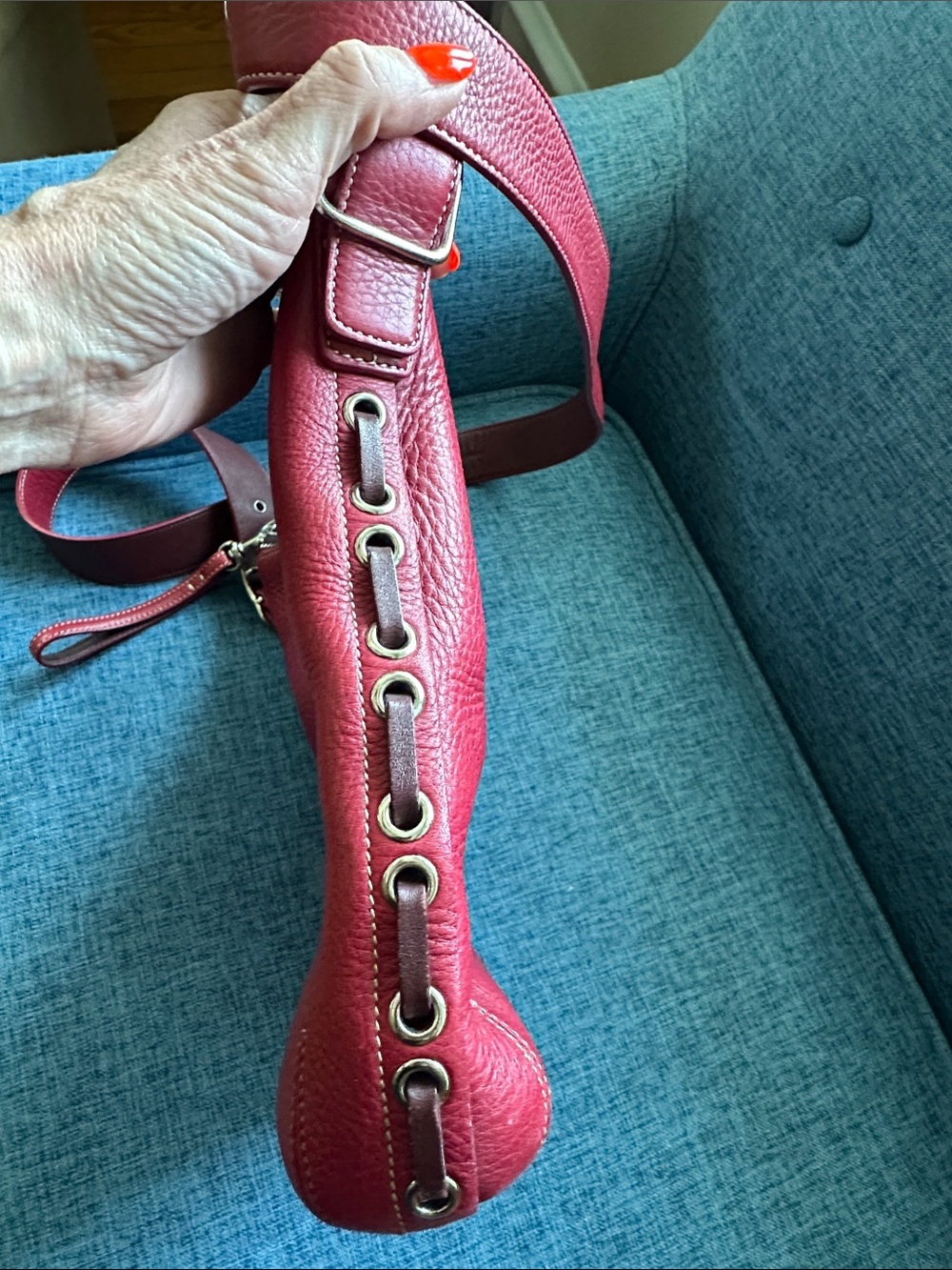 Coach Red Leather Crossbody Shoulder Bag - Picture 4 of 14